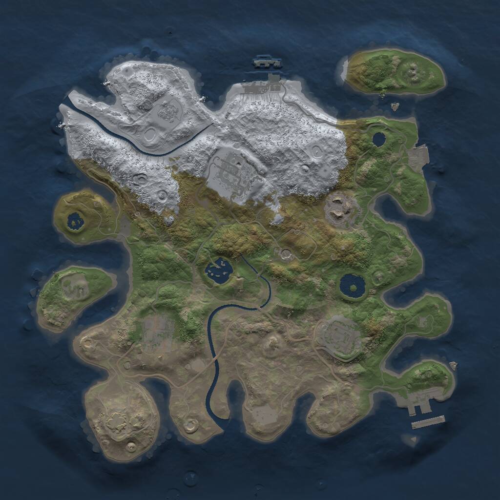 Rust Map: Procedural Map, Size: 3000, Seed: 2401379, 11 Monuments