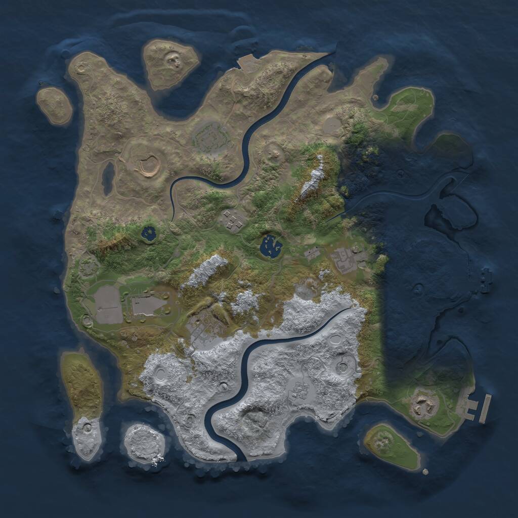 Rust Map: Procedural Map, Size: 3550, Seed: 62217530, 14 Monuments