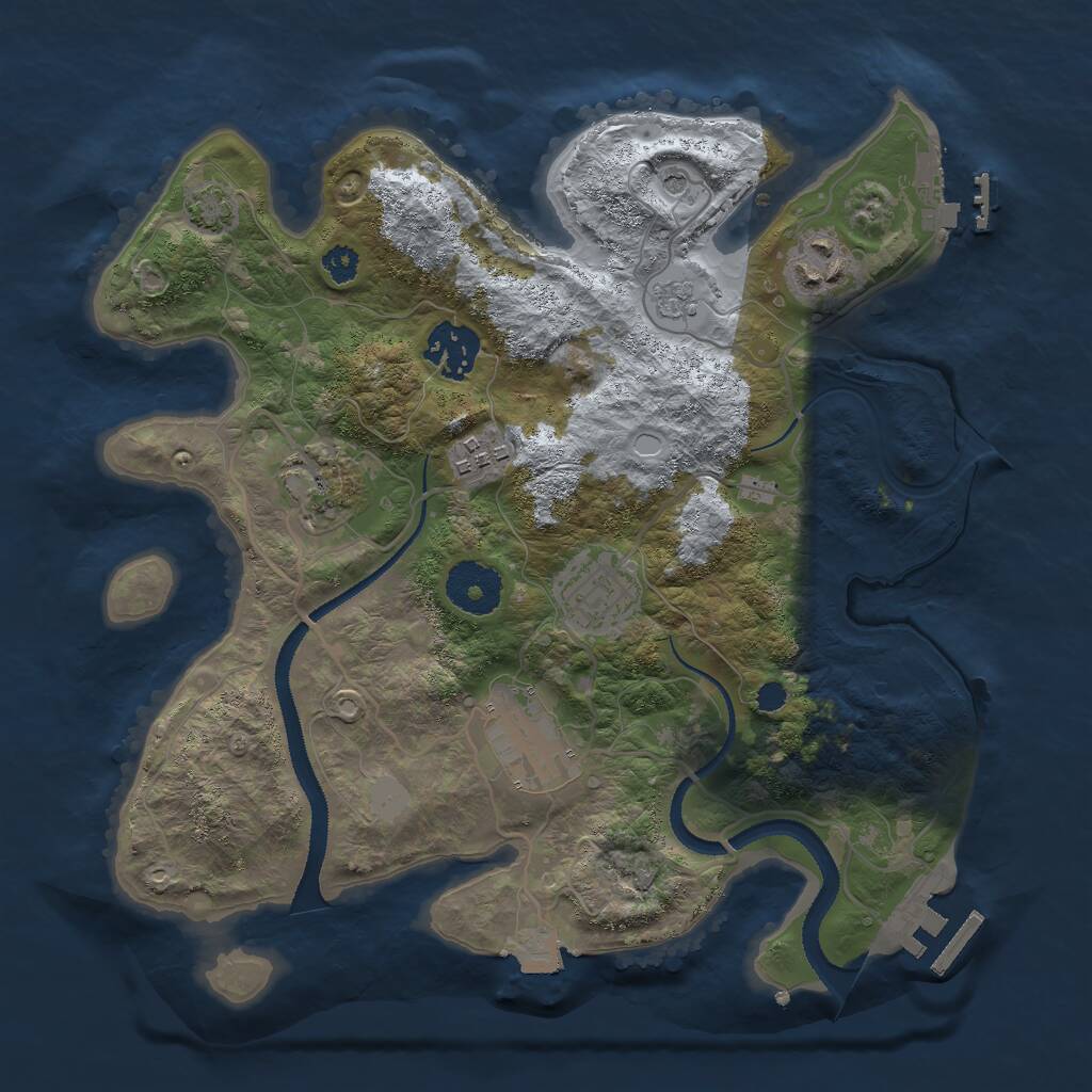 Rust Map: Procedural Map, Size: 3000, Seed: 968946040, 12 Monuments