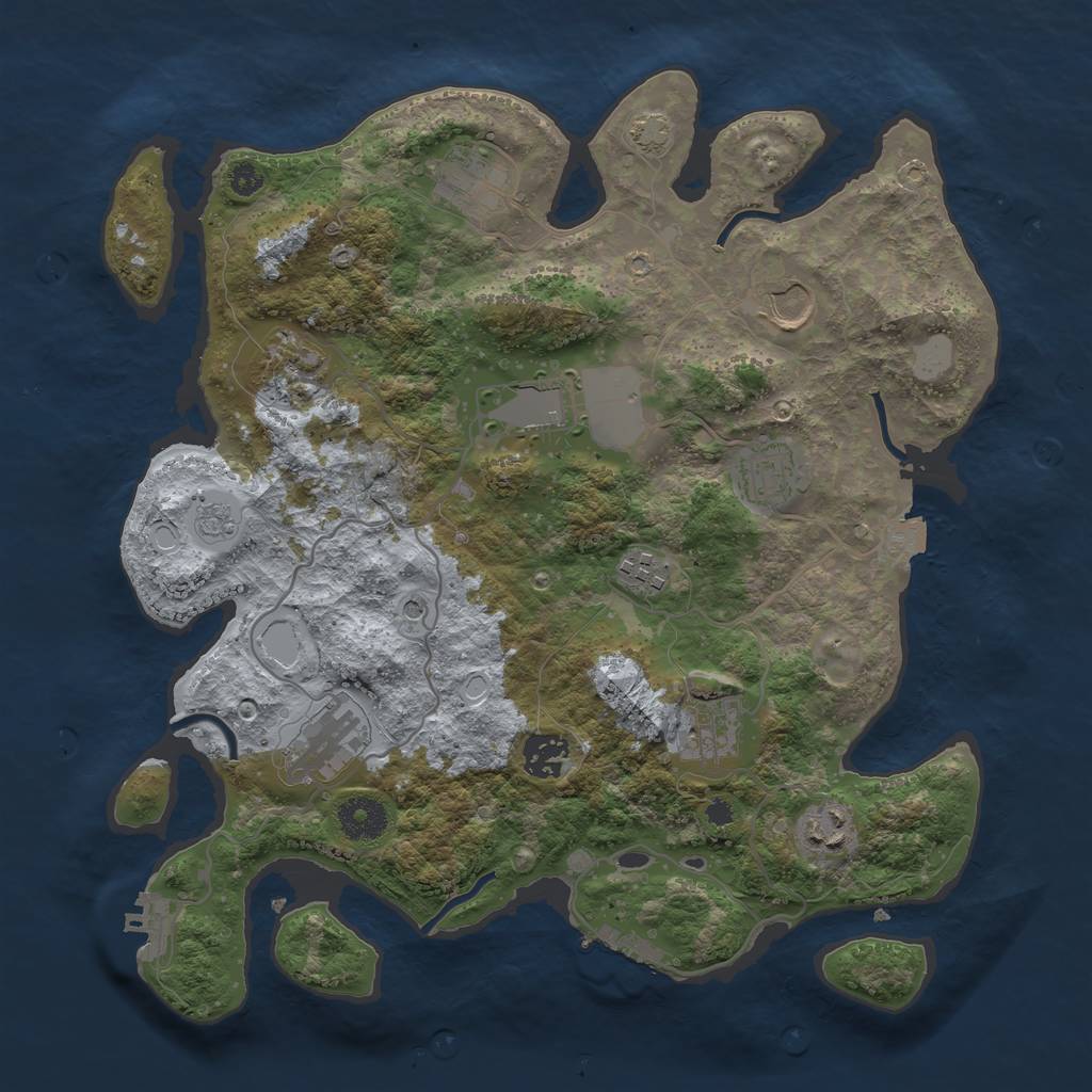 Rust Map: Procedural Map, Size: 3500, Seed: 1182024987, 18 Monuments