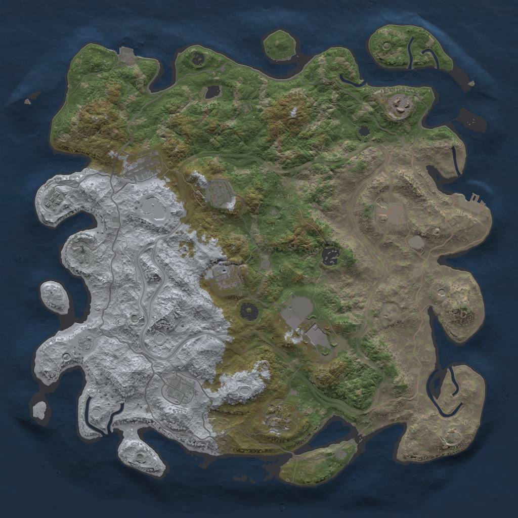 Rust Map: Procedural Map, Size: 4250, Seed: 1492933175, 17 Monuments