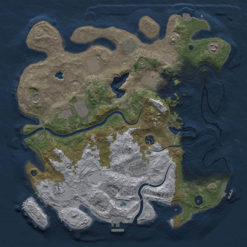 Rust Map: Procedural Map, Size: 4000, Seed: 851863257, 16 Monuments