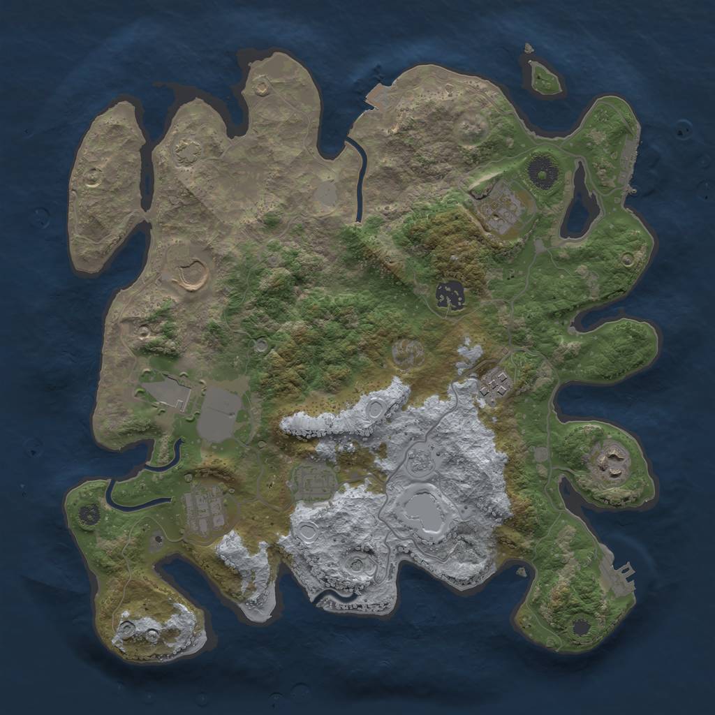 Rust Map: Procedural Map, Size: 3500, Seed: 339752628, 16 Monuments