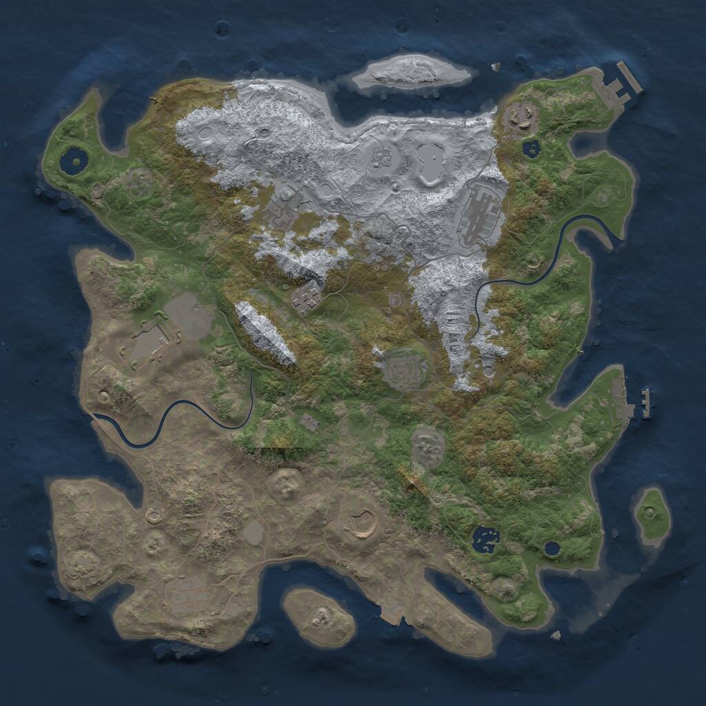 Rust Map: Procedural Map, Size: 3850, Seed: 4989754, 15 Monuments