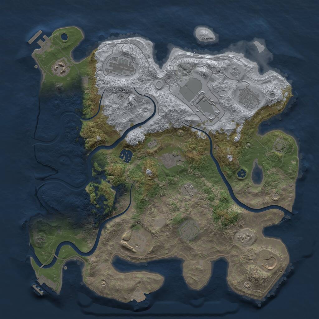 Rust Map: Procedural Map, Size: 3700, Seed: 261454004, 16 Monuments