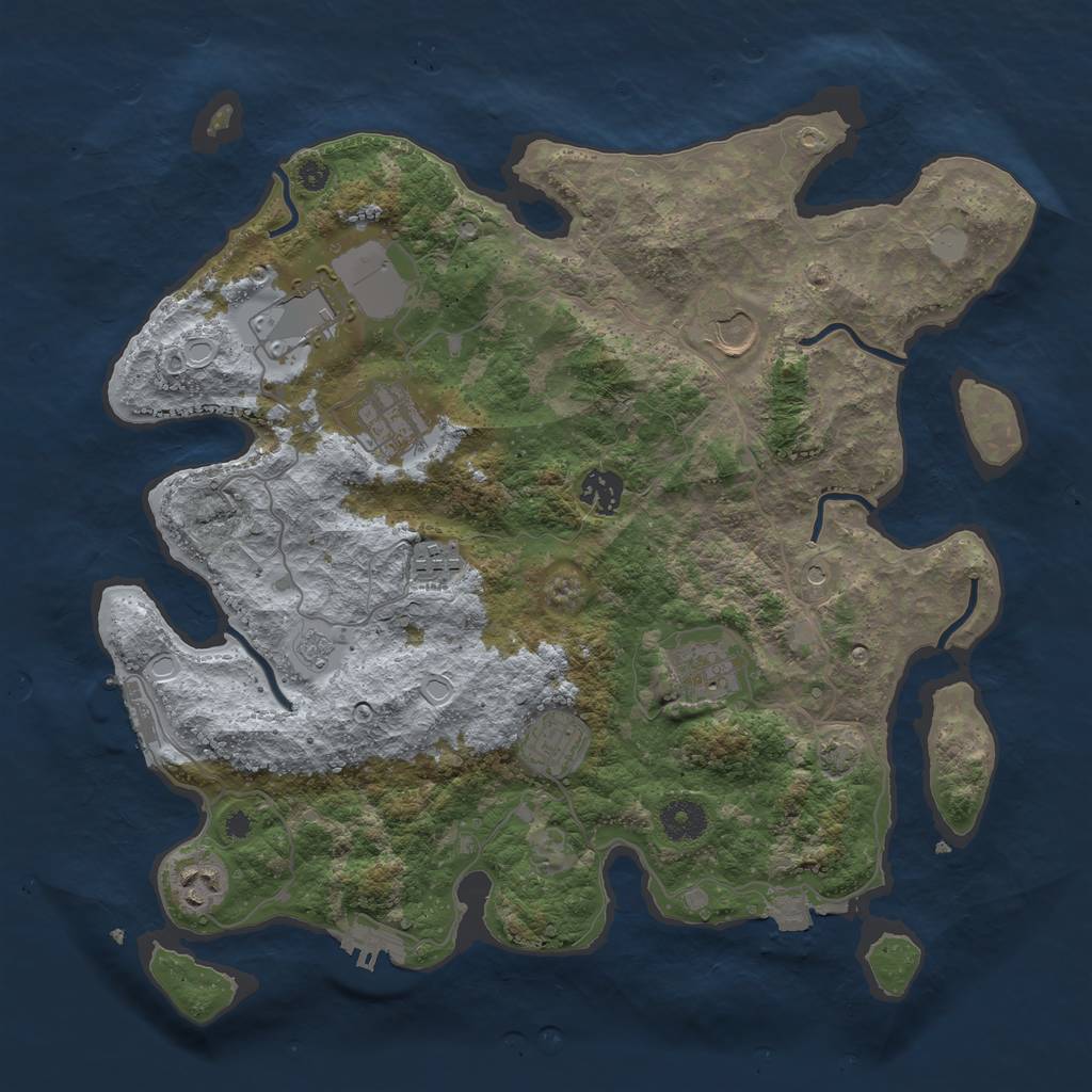 Rust Map: Procedural Map, Size: 3700, Seed: 509439084, 16 Monuments