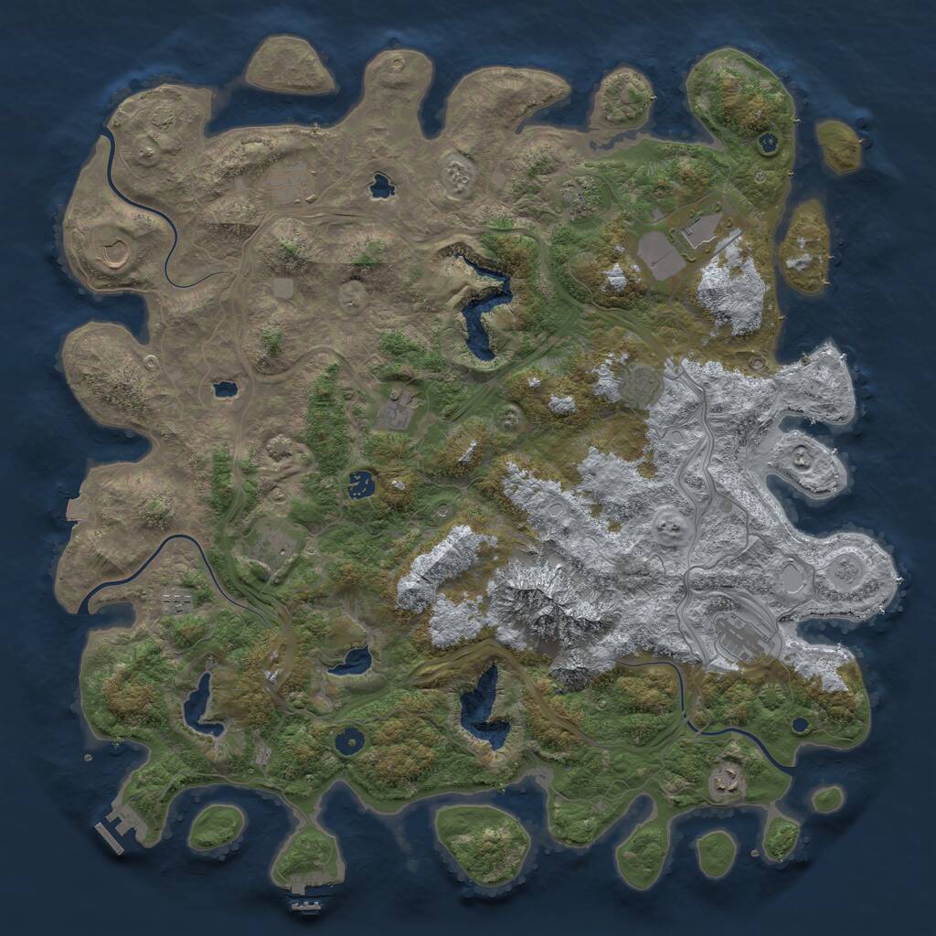 Rust Map: Procedural Map, Size: 5000, Seed: 2521, 17 Monuments