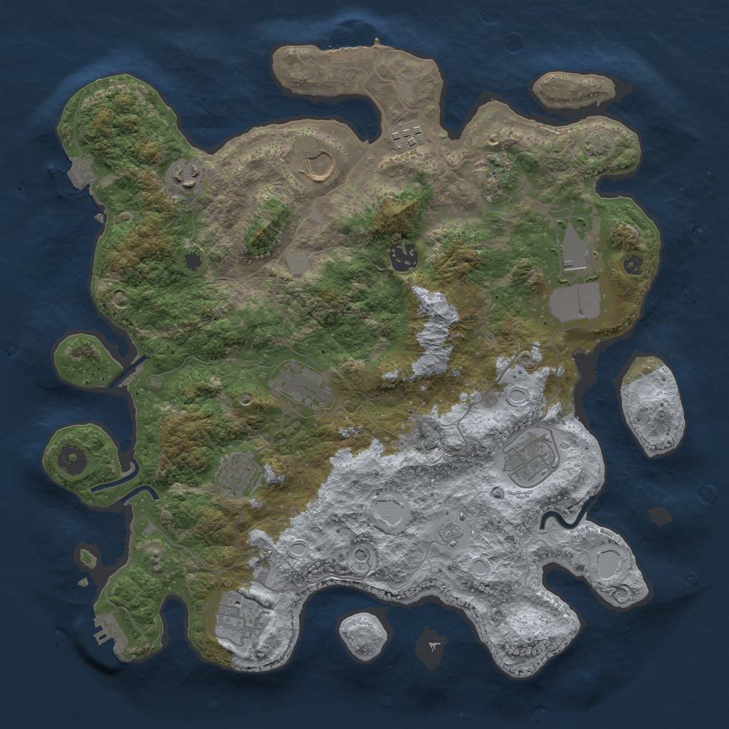 Rust Map: Procedural Map, Size: 3700, Seed: 1138635829, 18 Monuments
