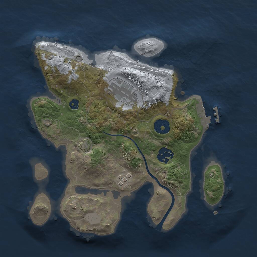 Rust Map: Procedural Map, Size: 2500, Seed: 37677, 6 Monuments