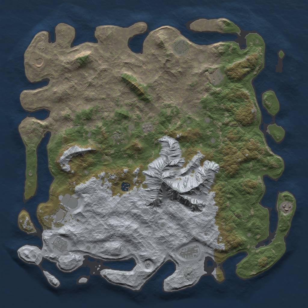 Rust Map: Barren, Size: 5000, Seed: 1031096235, 14 Monuments