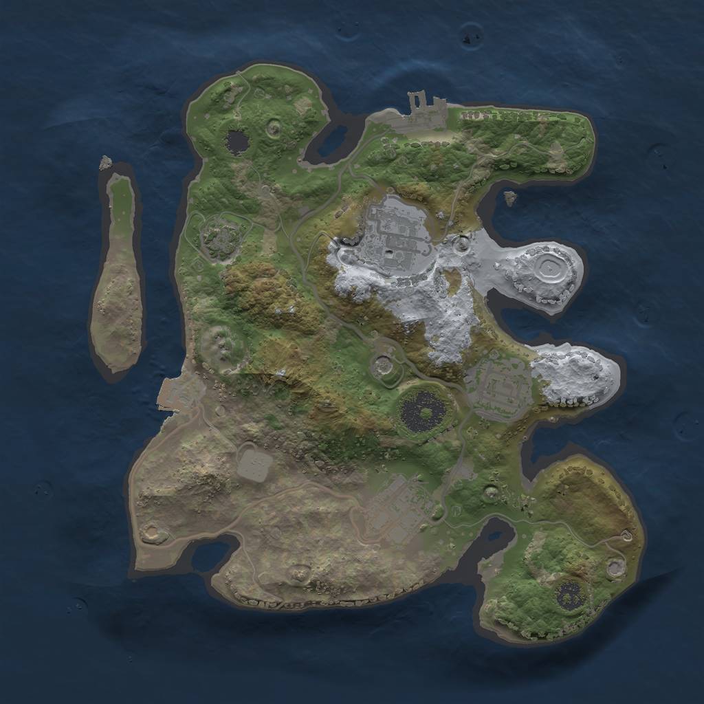 Rust Map: Procedural Map, Size: 2500, Seed: 298871221, 9 Monuments