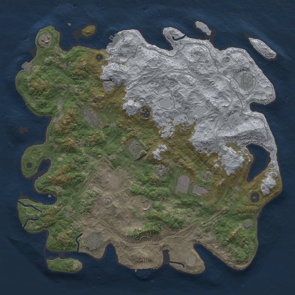 Rust Map: Procedural Map, Size: 4500, Seed: 362356342, 19 Monuments