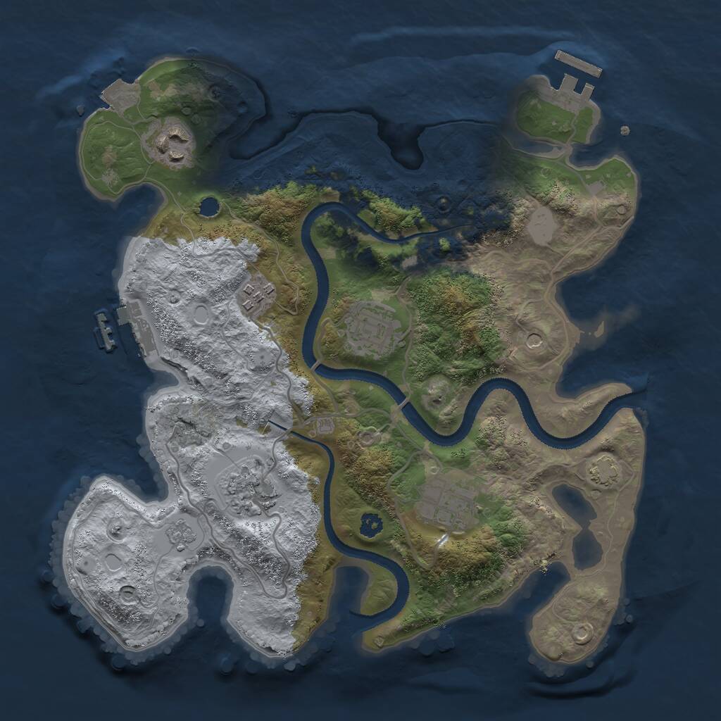 Rust Map: Procedural Map, Size: 3000, Seed: 858123456, 11 Monuments