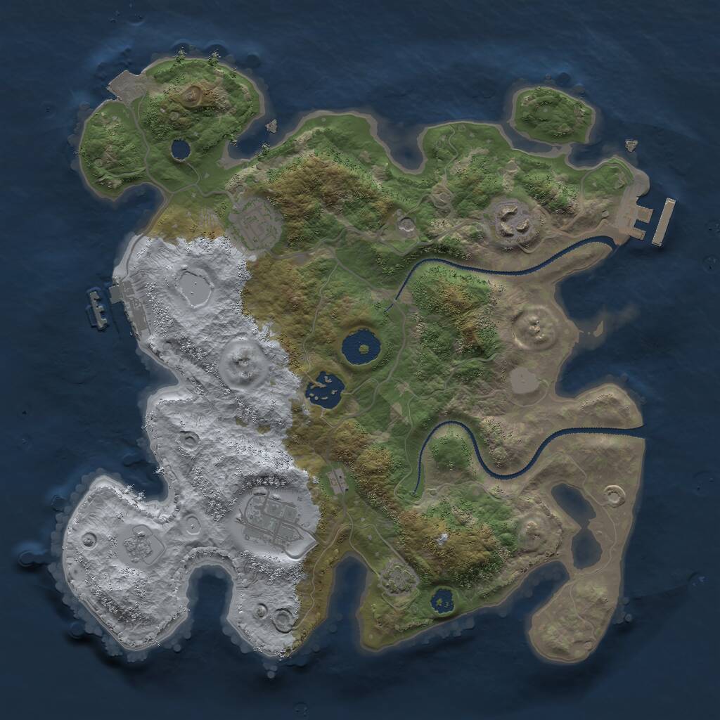 Rust Map: Procedural Map, Size: 3000, Seed: 858123456, 10 Monuments