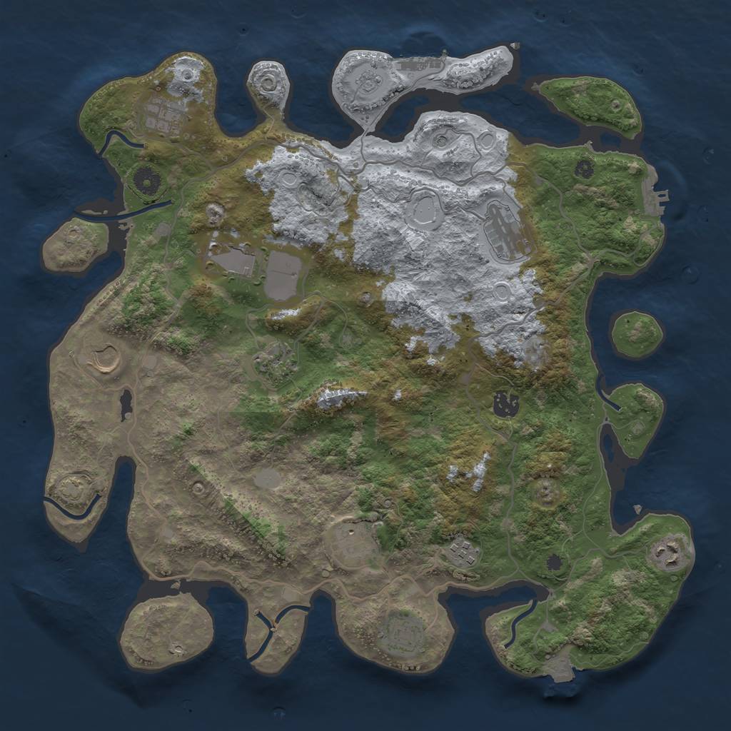 Rust Map: Procedural Map, Size: 4000, Seed: 519393244, 18 Monuments