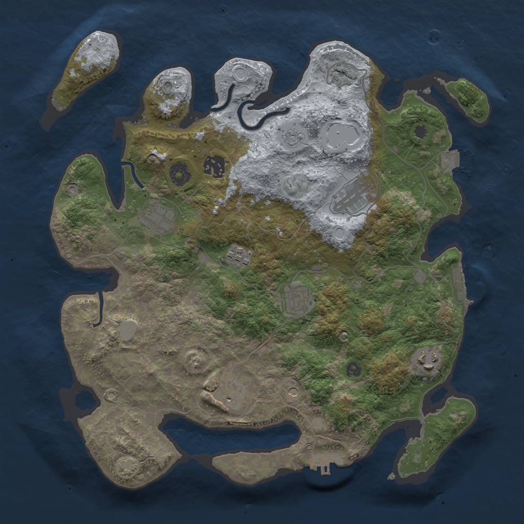 Rust Map: Procedural Map, Size: 3450, Seed: 67644551, 15 Monuments