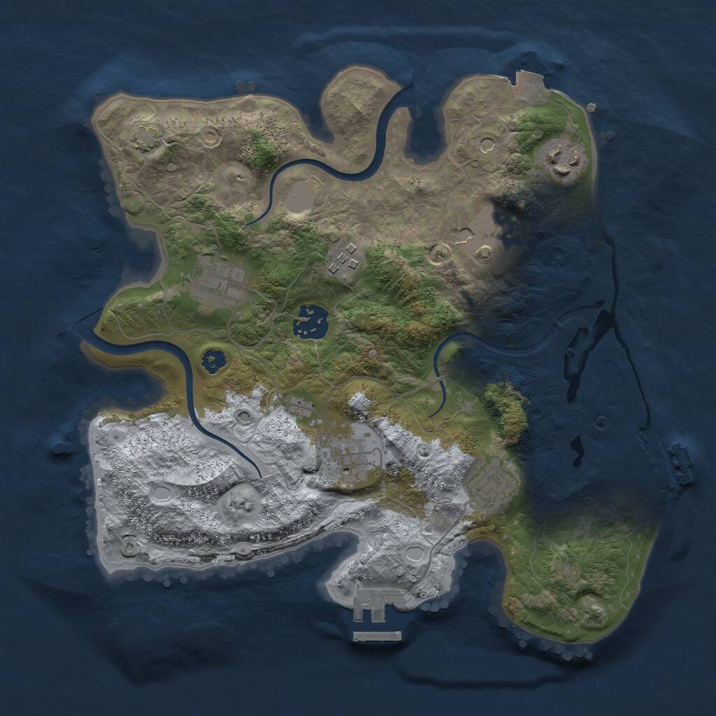 Rust Map: Procedural Map, Size: 3000, Seed: 1398839597, 12 Monuments