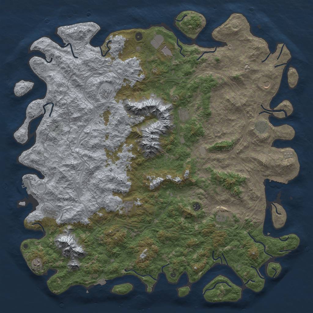 Rust Map: Procedural Map, Size: 6000, Seed: 568567, 19 Monuments