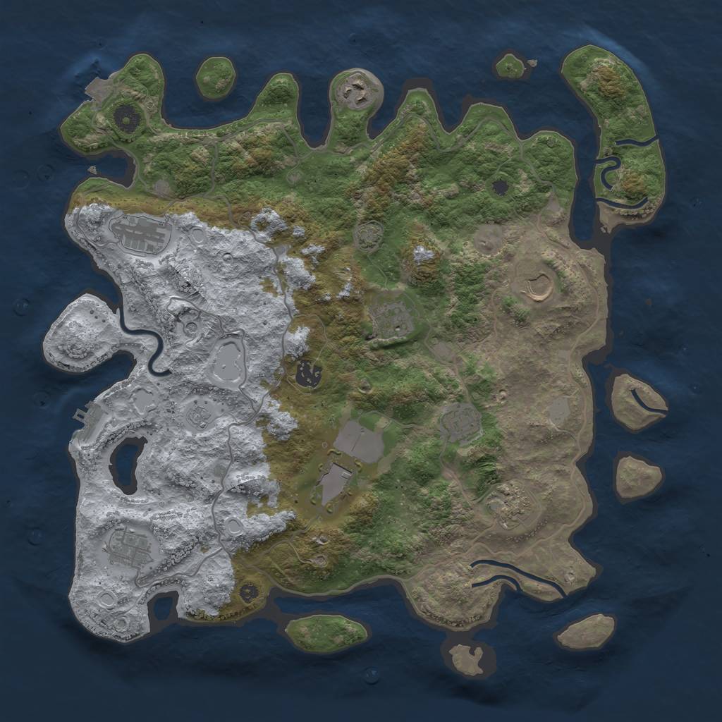 Rust Map: Procedural Map, Size: 4000, Seed: 2135, 16 Monuments