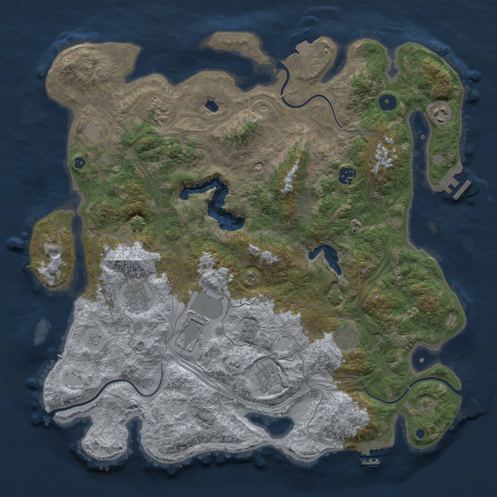 Rust Map: Procedural Map, Size: 4350, Seed: 775534561, 14 Monuments