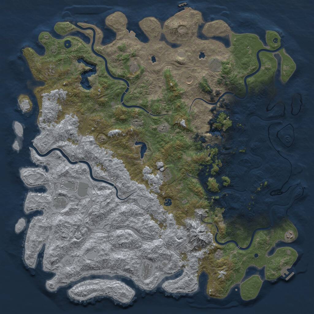 Rust Map: Procedural Map, Size: 6000, Seed: 34910281, 17 Monuments