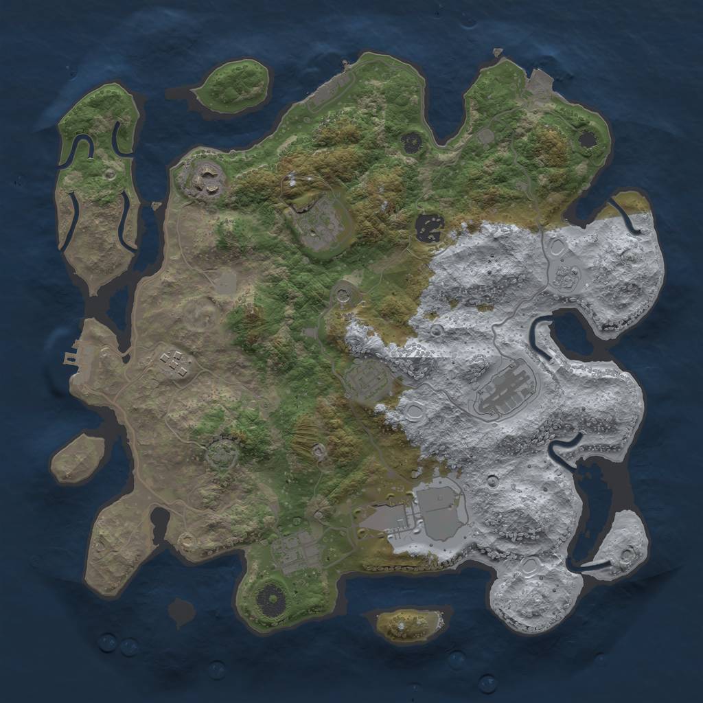 Rust Map: Procedural Map, Size: 3500, Seed: 47125095, 16 Monuments