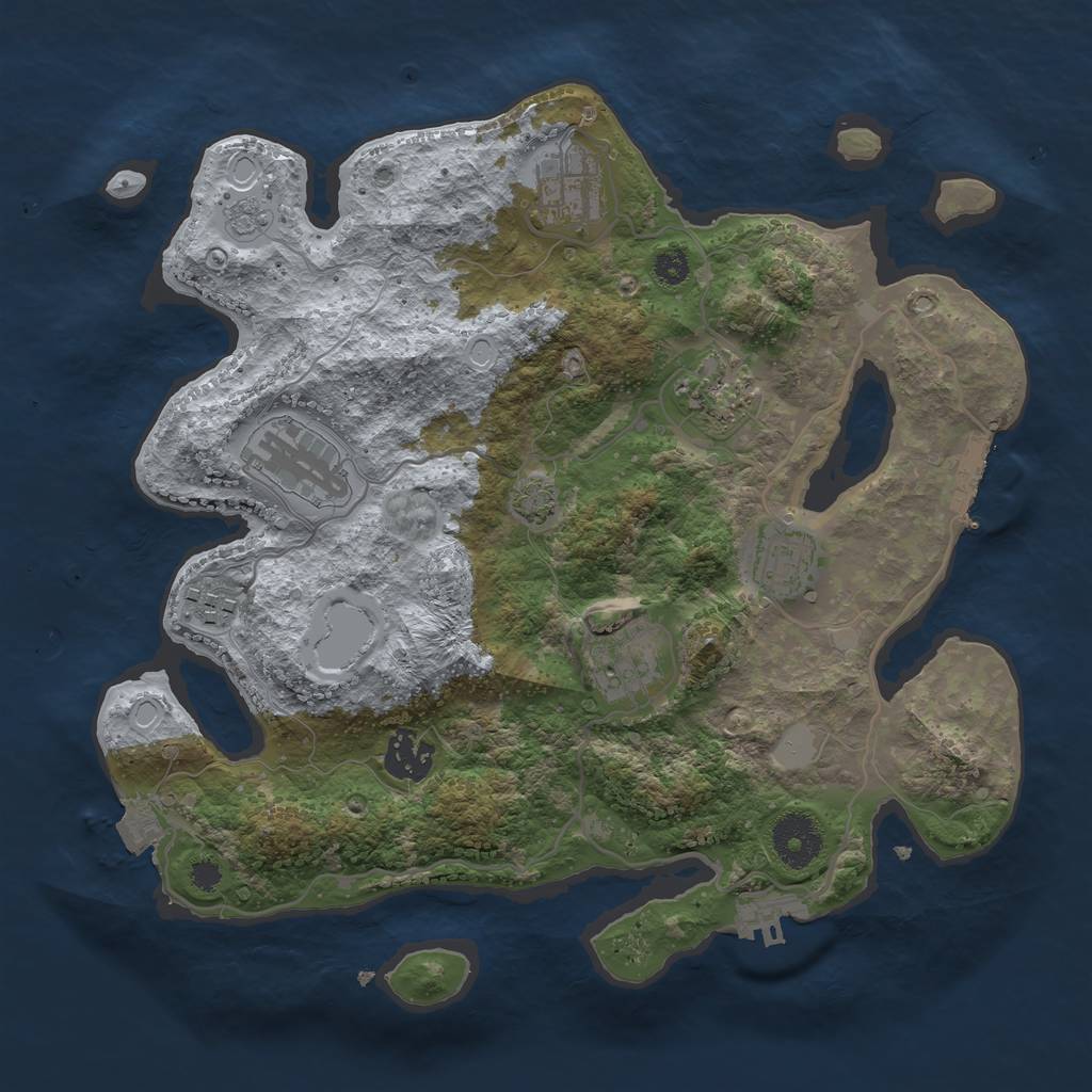 Rust Map: Procedural Map, Size: 3250, Seed: 712574, 14 Monuments