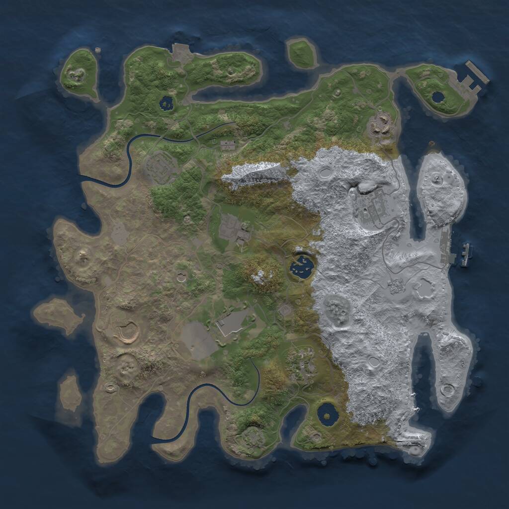 Rust Map: Procedural Map, Size: 3500, Seed: 684245019, 14 Monuments