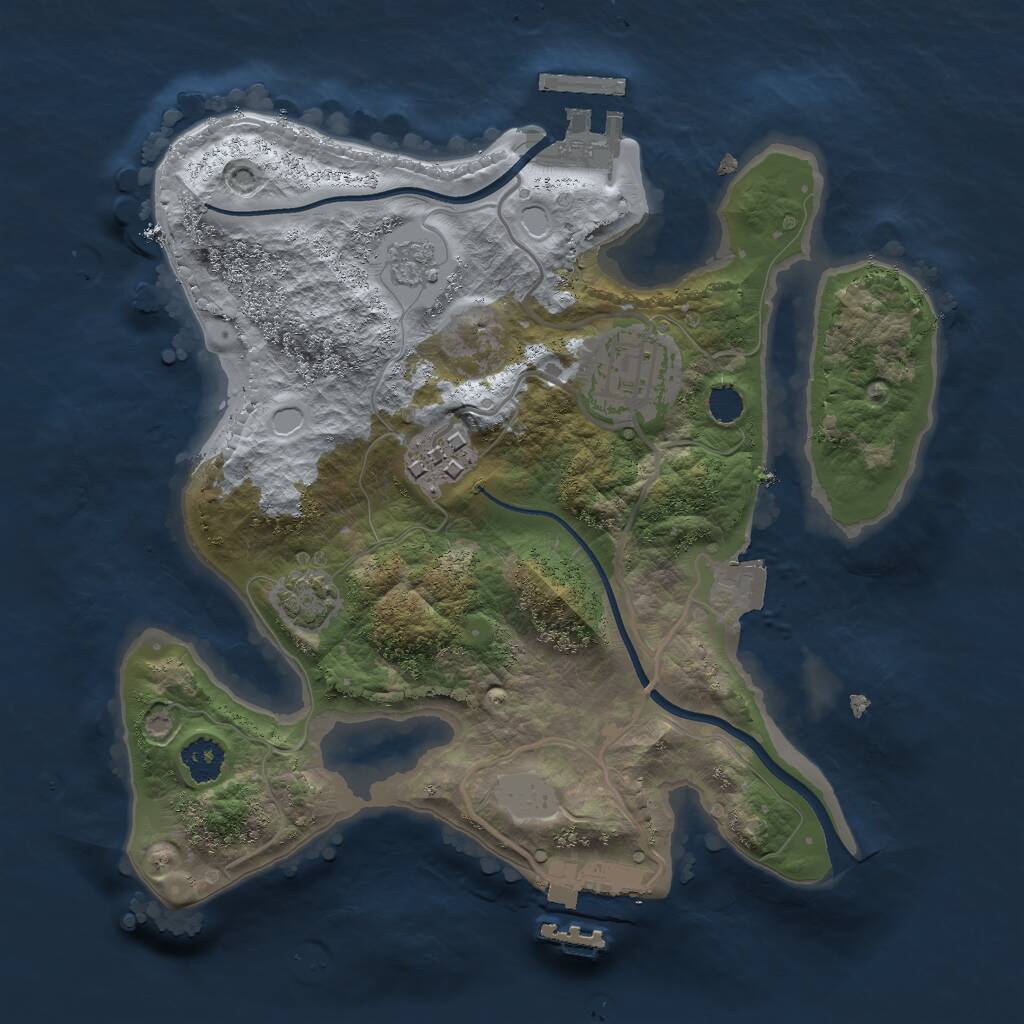 Rust Map: Procedural Map, Size: 2400, Seed: 1412211683, 7 Monuments