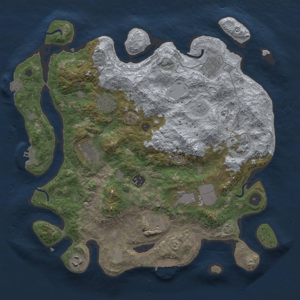 Rust Map: Procedural Map, Size: 3700, Seed: 364540155, 17 Monuments
