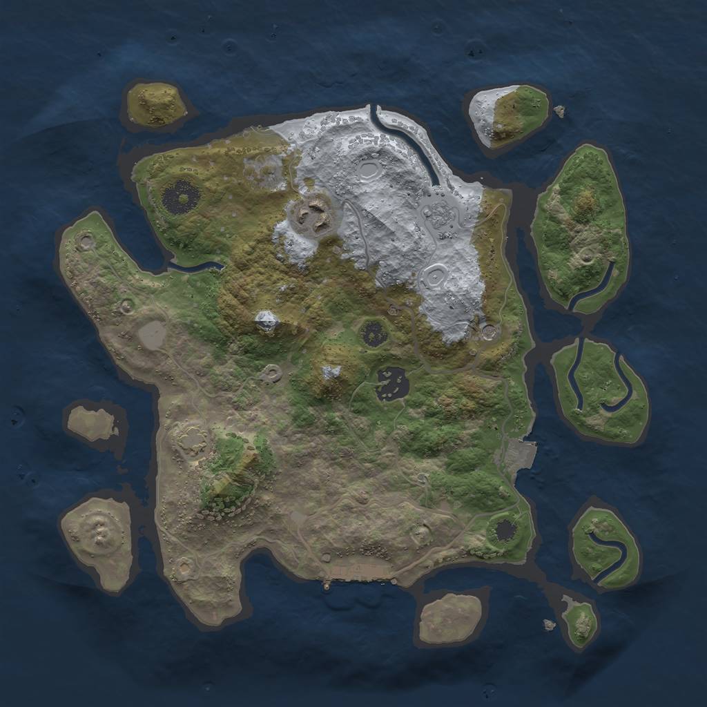 Rust Map: Procedural Map, Size: 3000, Seed: 1095911012, 9 Monuments