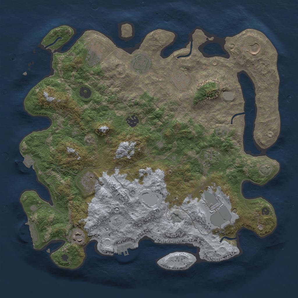 Rust Map: Procedural Map, Size: 3800, Seed: 57420129, 17 Monuments