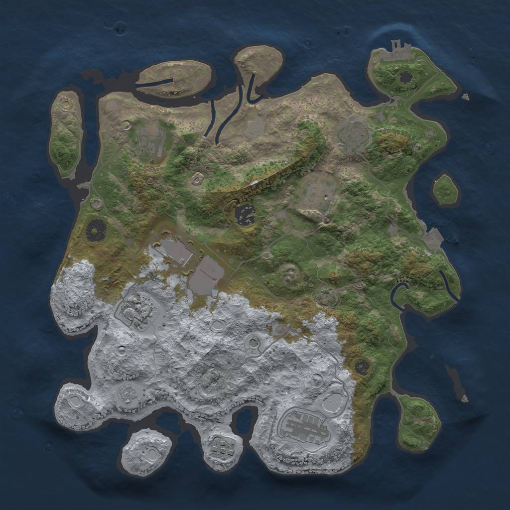 Rust Map: Procedural Map, Size: 3500, Seed: 1956619033, 15 Monuments