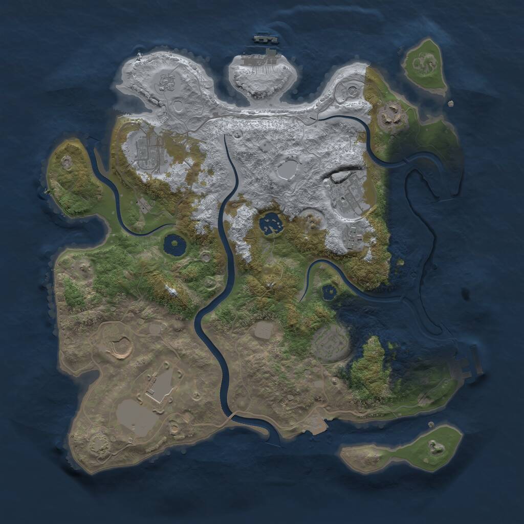 Rust Map: Procedural Map, Size: 3500, Seed: 1320143338, 14 Monuments