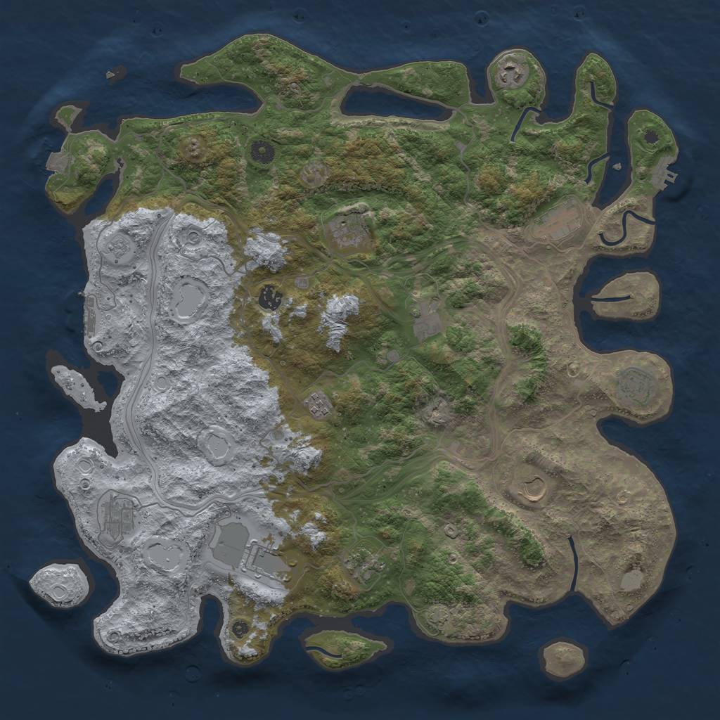 Rust Map: Procedural Map, Size: 4500, Seed: 1581864164, 19 Monuments