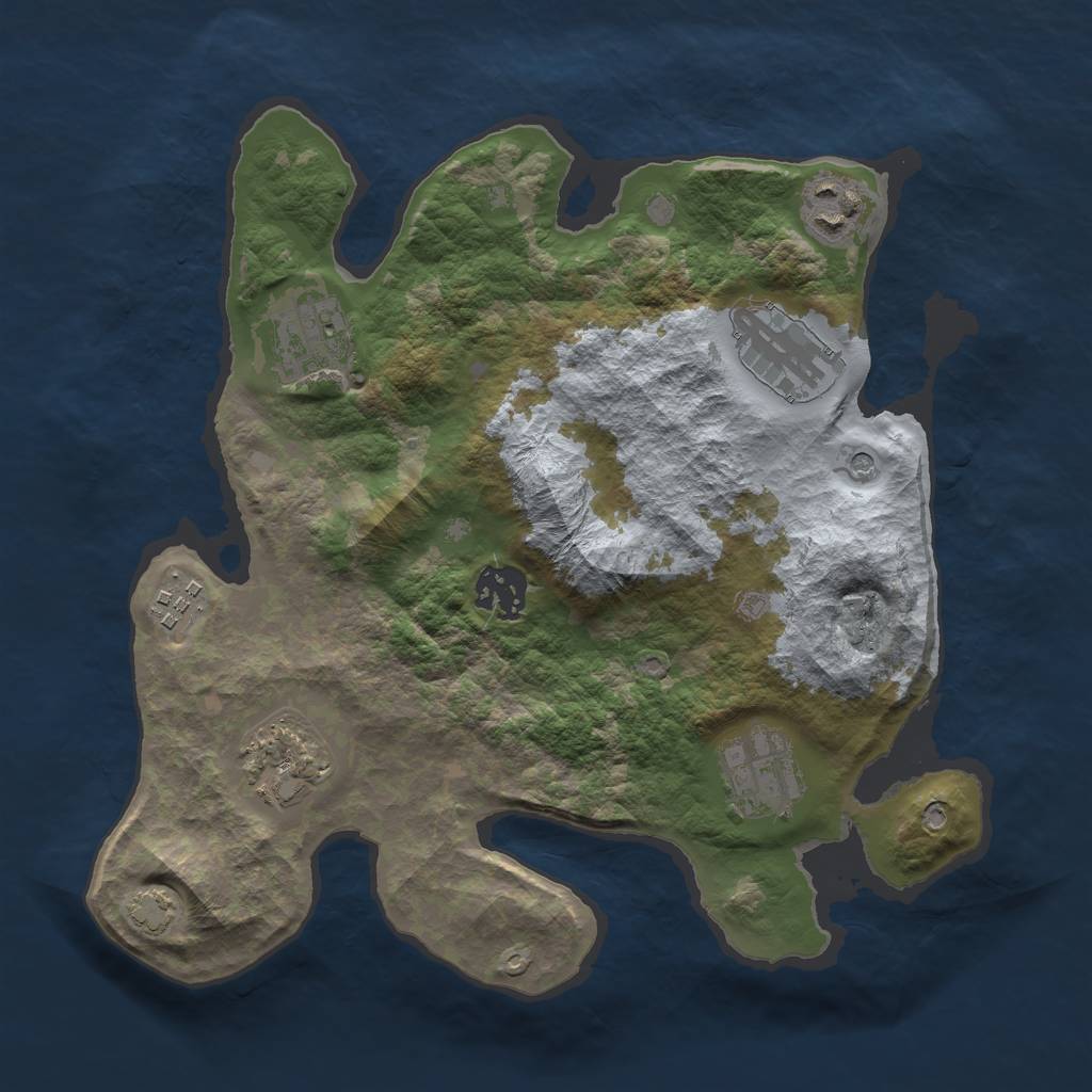 Rust Map: Barren, Size: 3000, Seed: 242724534, 11 Monuments