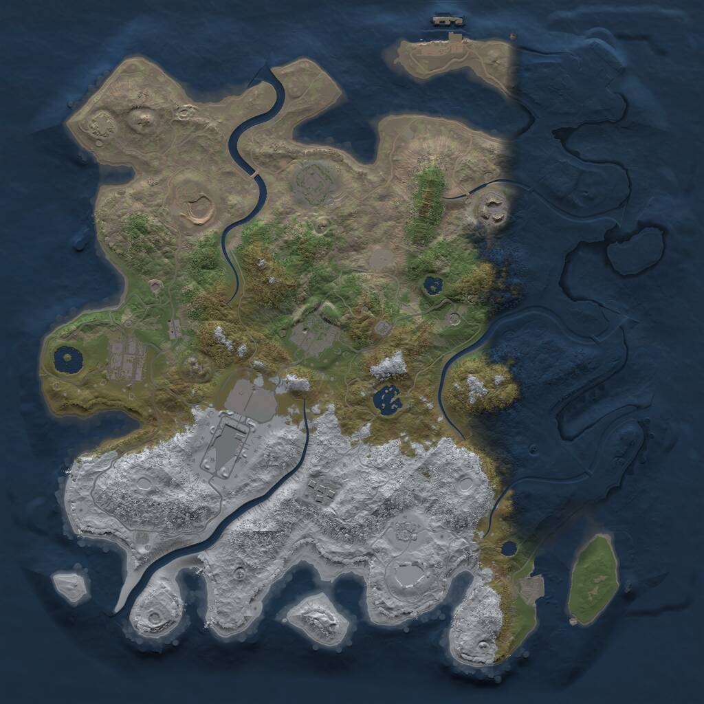 Rust Map: Procedural Map, Size: 3700, Seed: 1991180539, 14 Monuments