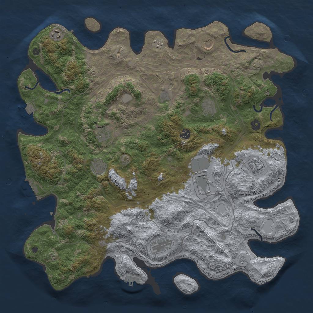 Rust Map: Procedural Map, Size: 4500, Seed: 177718368, 19 Monuments