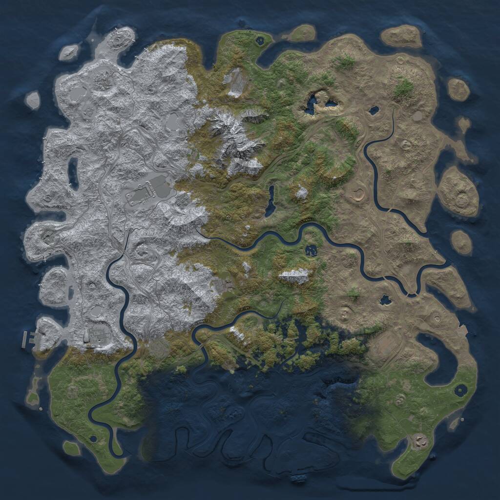 Rust Map: Procedural Map, Size: 6000, Seed: 56465, 17 Monuments