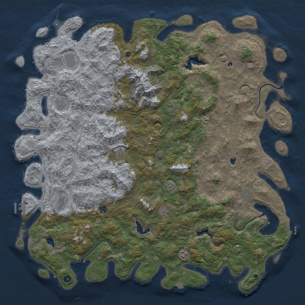 Rust Map: Procedural Map, Size: 6000, Seed: 56465, 17 Monuments