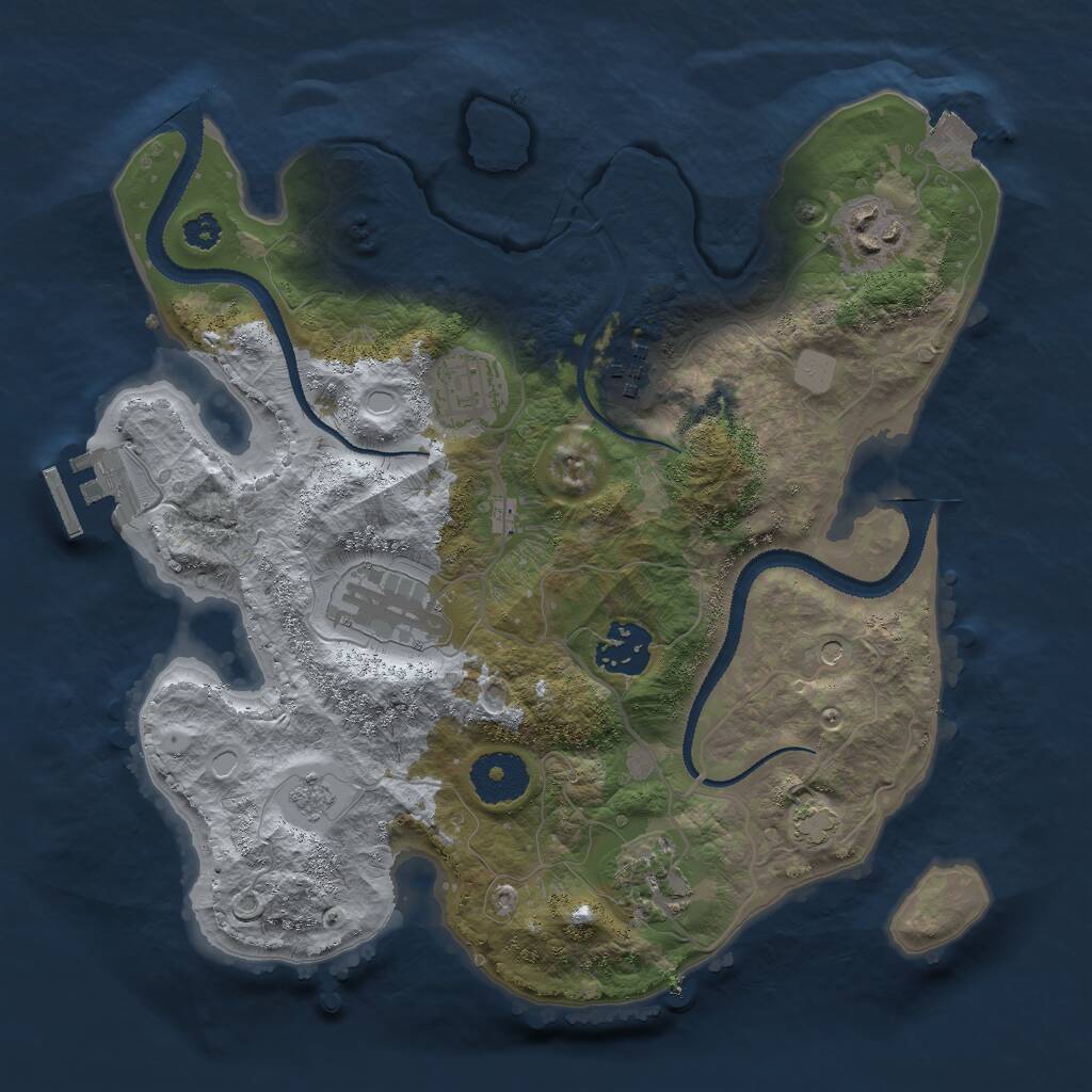 Rust Map: Procedural Map, Size: 3000, Seed: 283491443, 11 Monuments