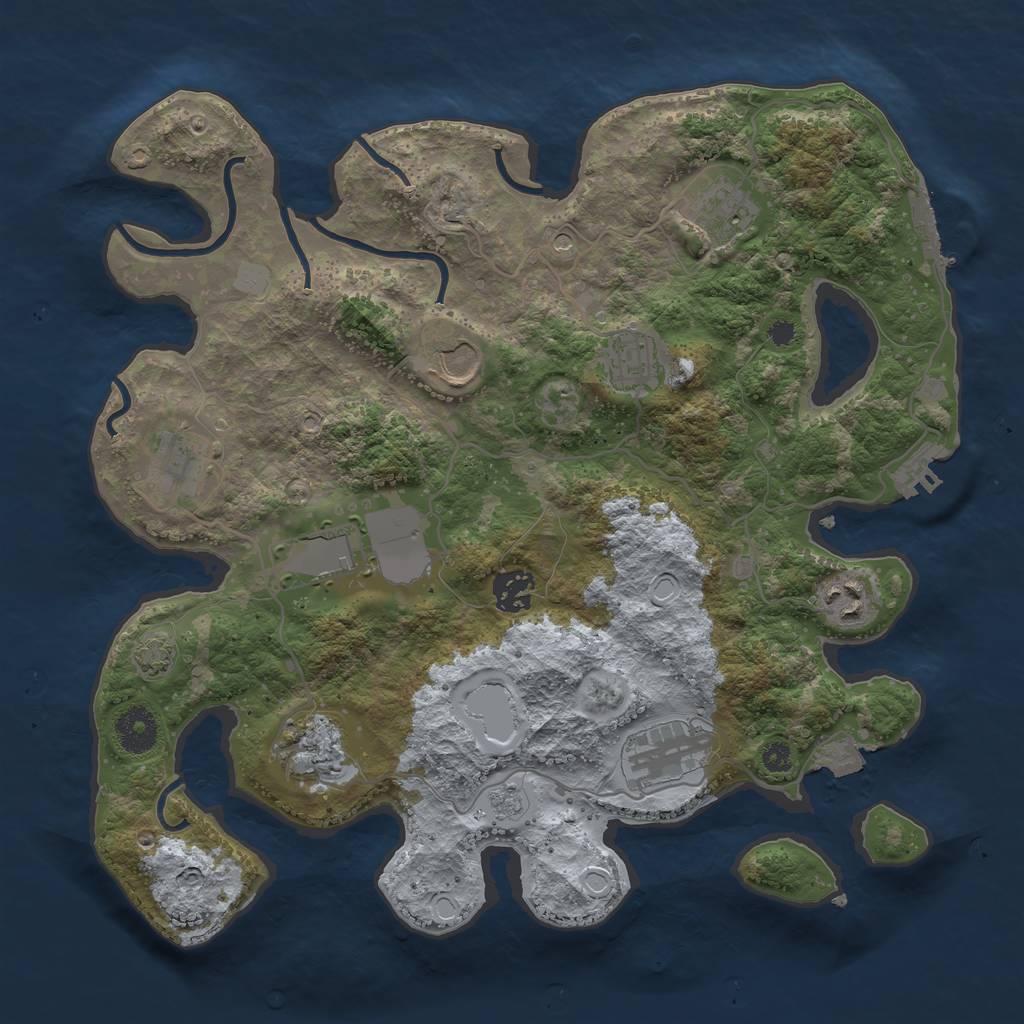 Rust Map: Procedural Map, Size: 3500, Seed: 1434407214, 17 Monuments