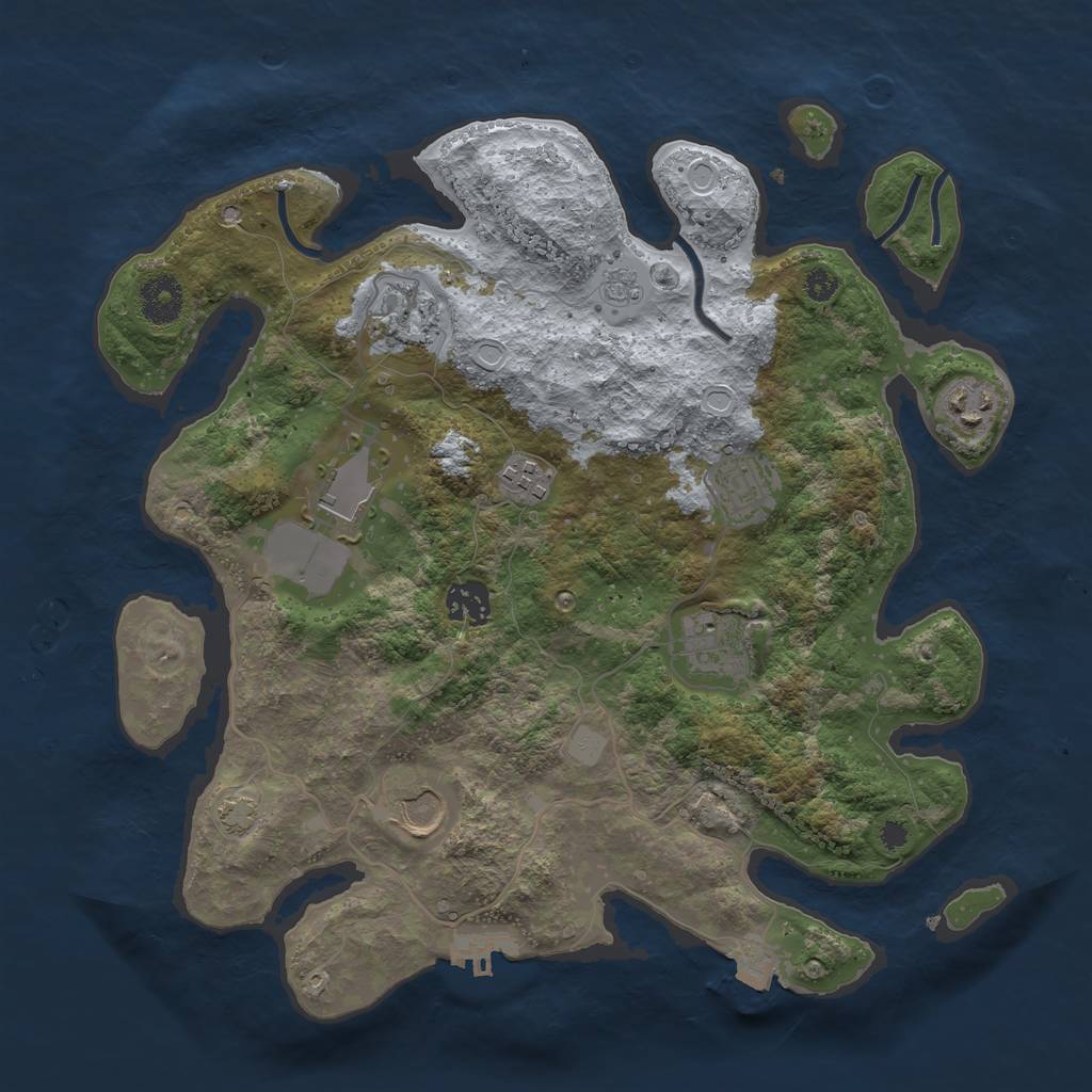 Rust Map: Procedural Map, Size: 3500, Seed: 538331481, 14 Monuments