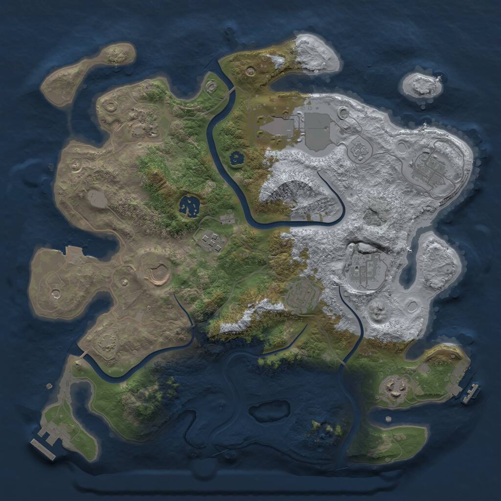 Rust Map: Procedural Map, Size: 3500, Seed: 1523806921, 15 Monuments