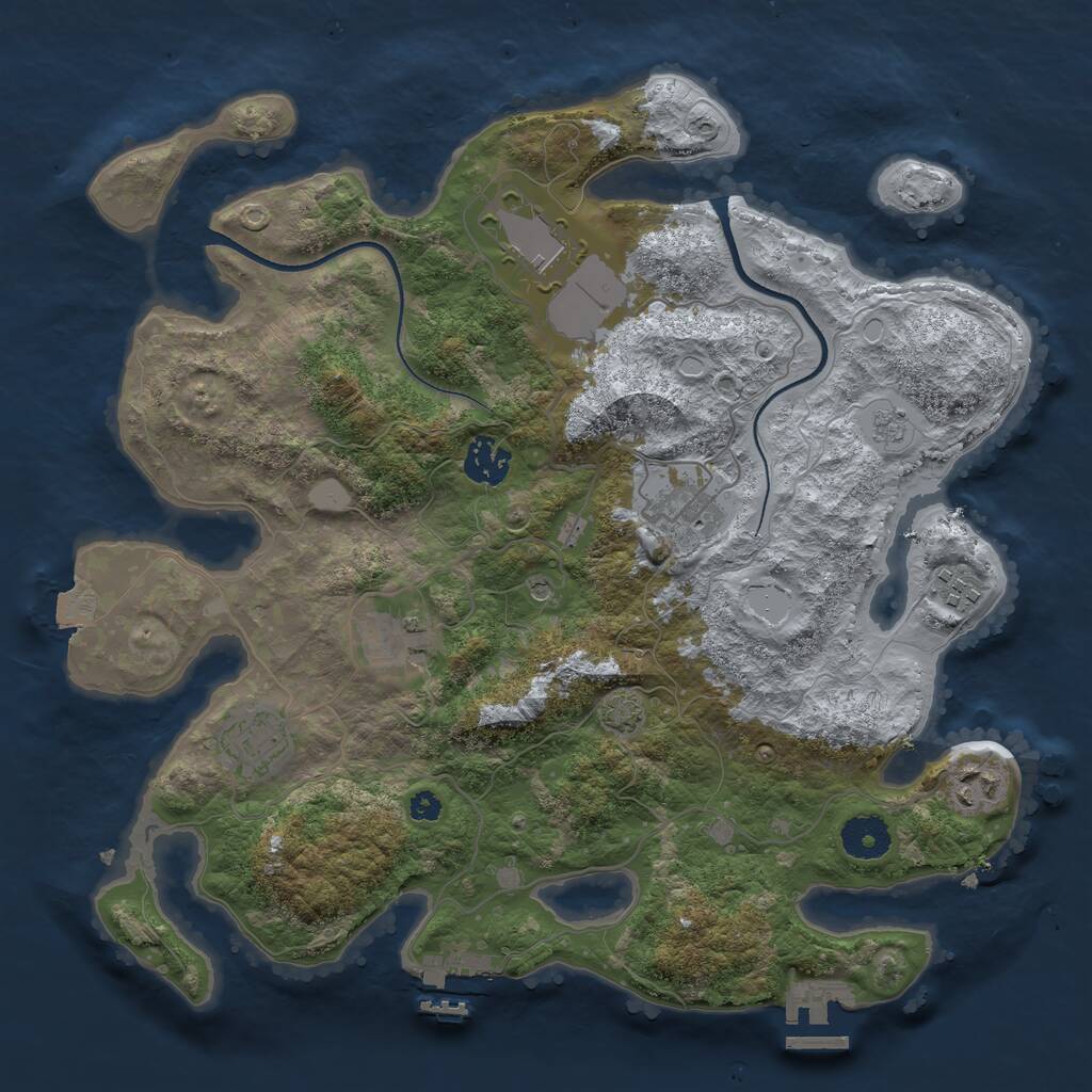 Rust Map: Procedural Map, Size: 3500, Seed: 1523806921, 13 Monuments