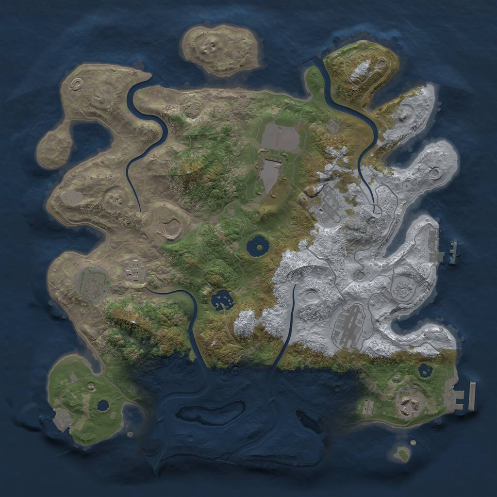 Rust Map: Procedural Map, Size: 3500, Seed: 73856, 14 Monuments