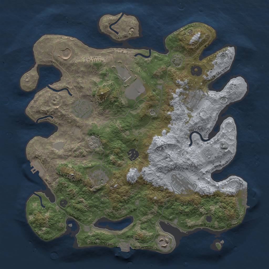 Rust Map: Procedural Map, Size: 3500, Seed: 73856, 17 Monuments