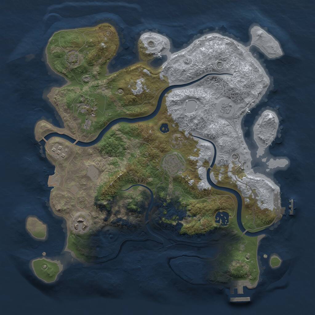 Rust Map: Procedural Map, Size: 3250, Seed: 556180901, 11 Monuments