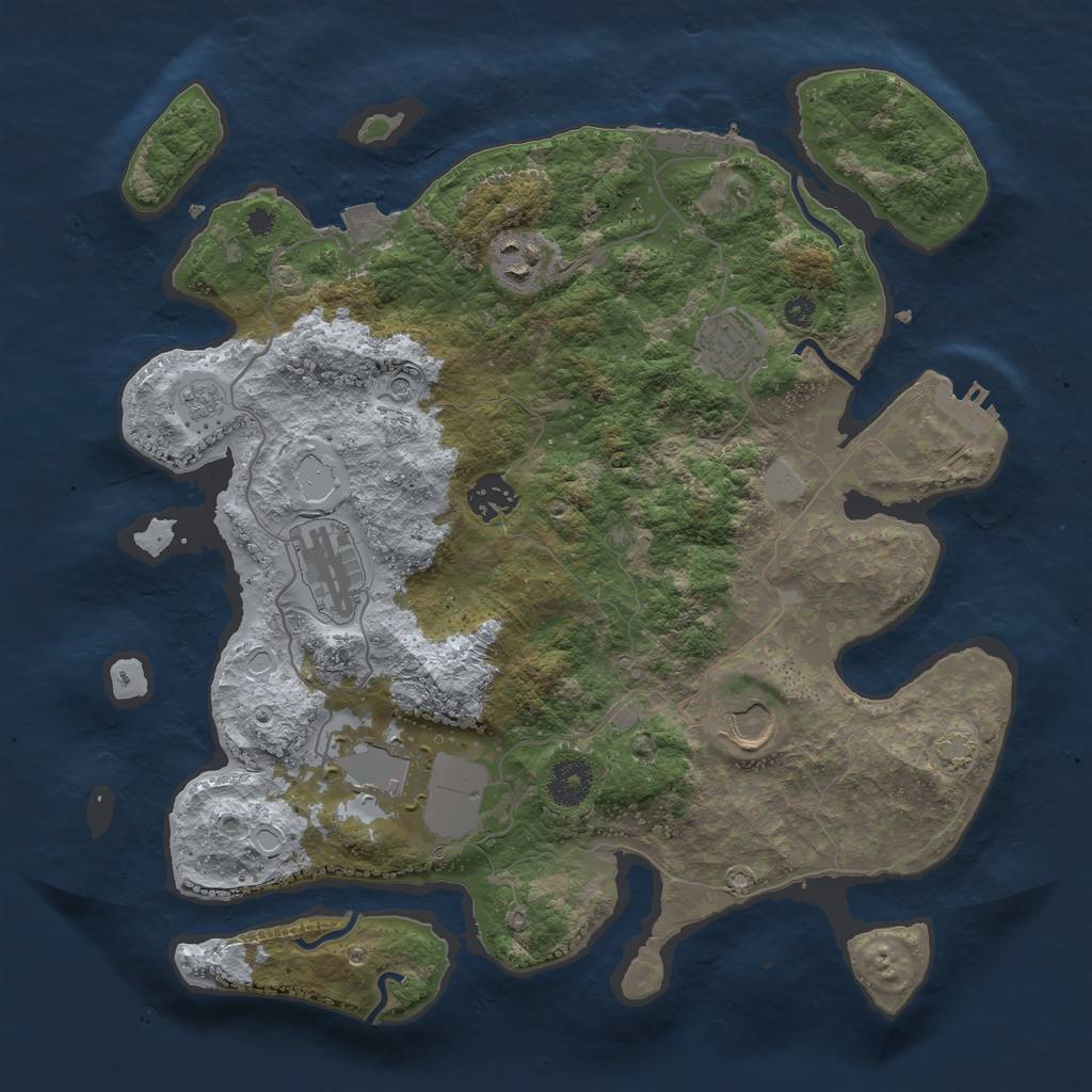 Rust Map: Procedural Map, Size: 3500, Seed: 702289792, 14 Monuments