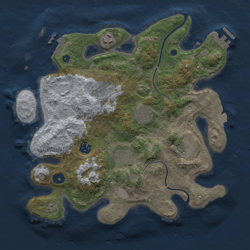 Rust Map: Procedural Map, Size: 3250, Seed: 1374684942, 12 Monuments